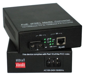 10M / 100M Power Over Ethernet PSE Media Converter Built In AC / DC Power Supply