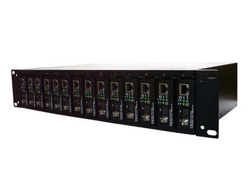 14-slot 2U rack for fiber video converter, single power or AC+AC or DC+DC power supplies