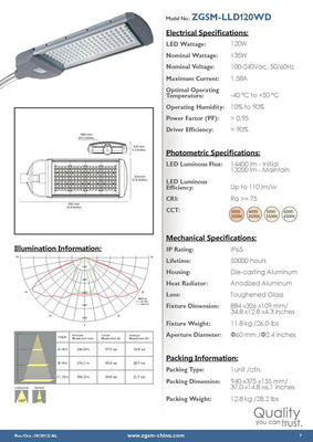 220V 13200 lm 135W High Power LED Street Lights IP 65 , Energy Savings