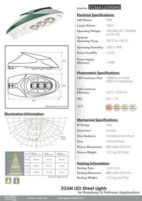 IP66 24V DC LED Street Lamp 110v 200v 230v , Light Emitting Diodes